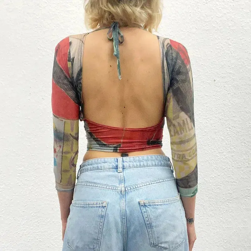 Maxct &Abstract Woman Backless Crop Top