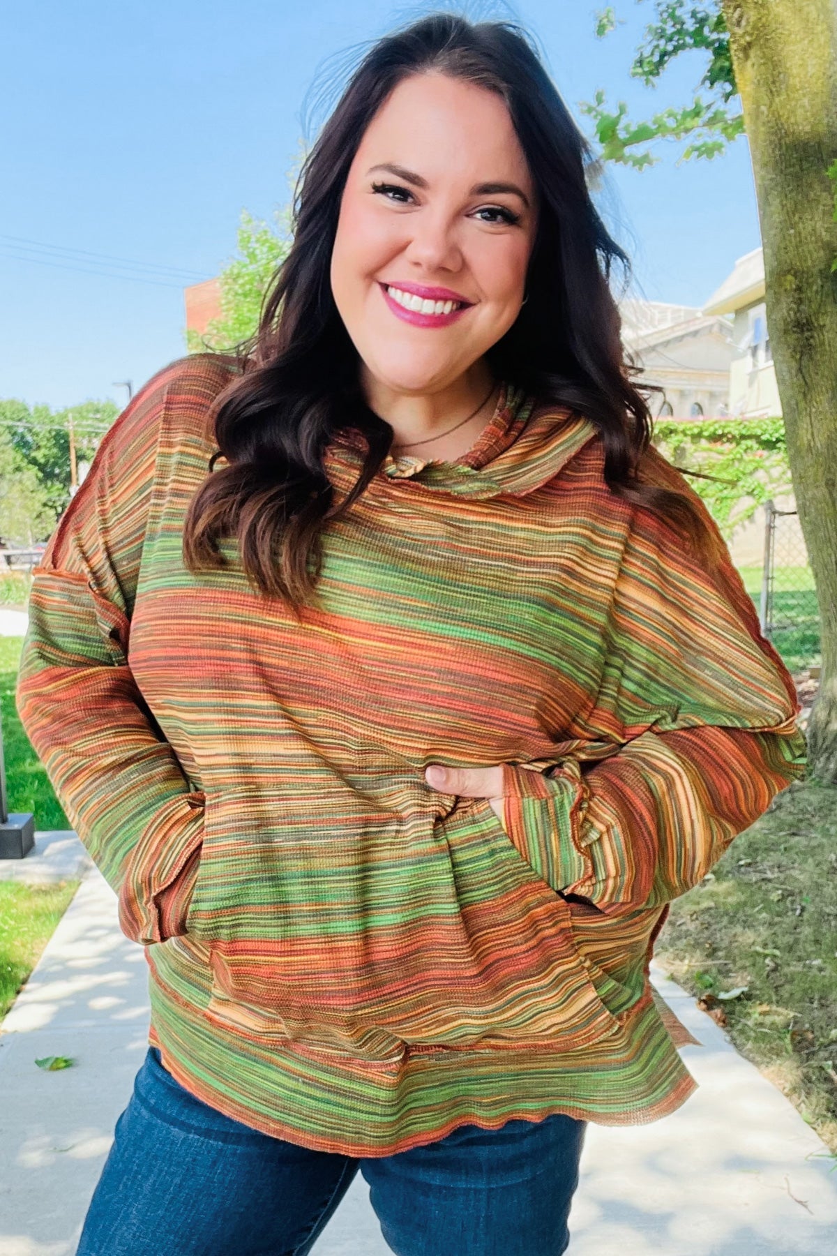 Maxct &Under Your Spell Orange & Green Space Dye Thermal Hoodie