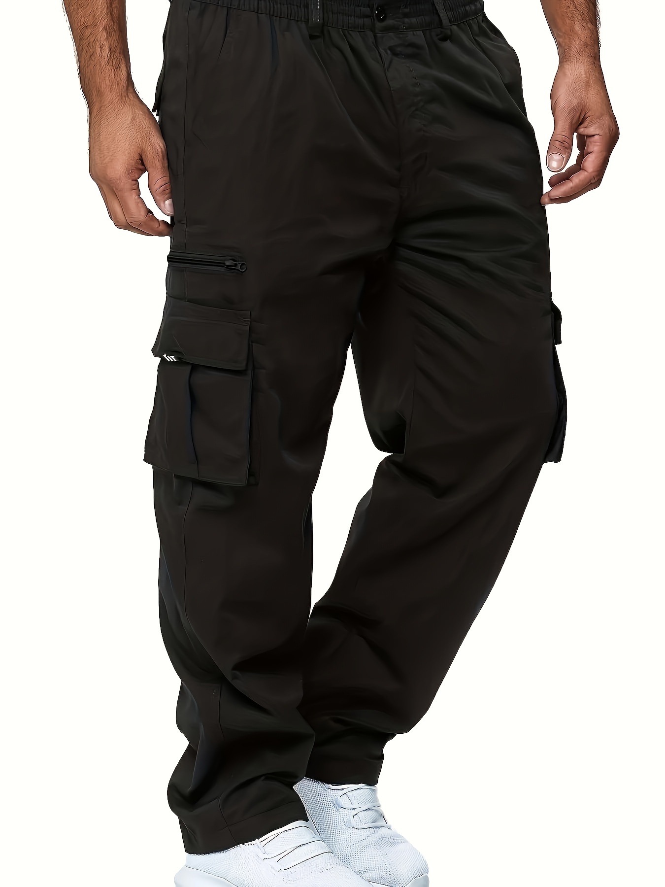 Men's Cargo Pants Casual Loose Fit Straight Leg Pants With Flap Pockets