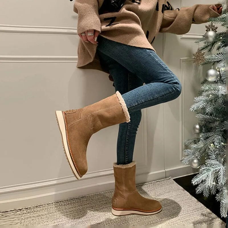 Women's Snow Boots for Cold Winter Retro Mid Calf Boots Maxct