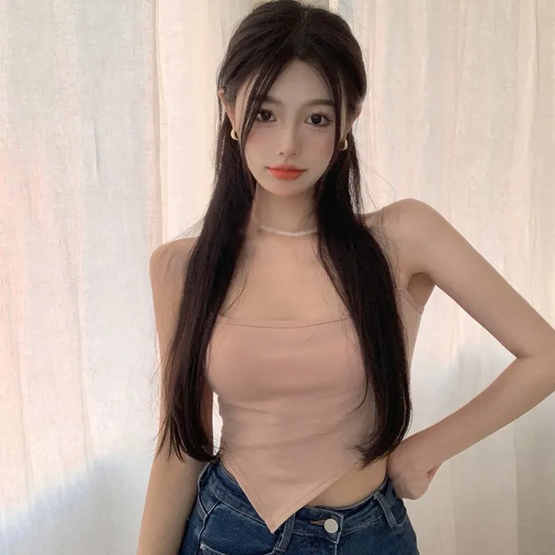 Maxct Camisoles for Women Solid Color Padded Base Shirt Sexy T Shirt Sleeveless Tank Top Pullover Crop Top