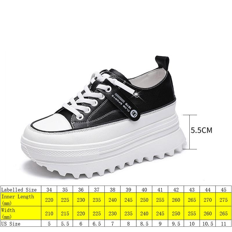 Platform Leather Sneaker Pumps for Women Maxct