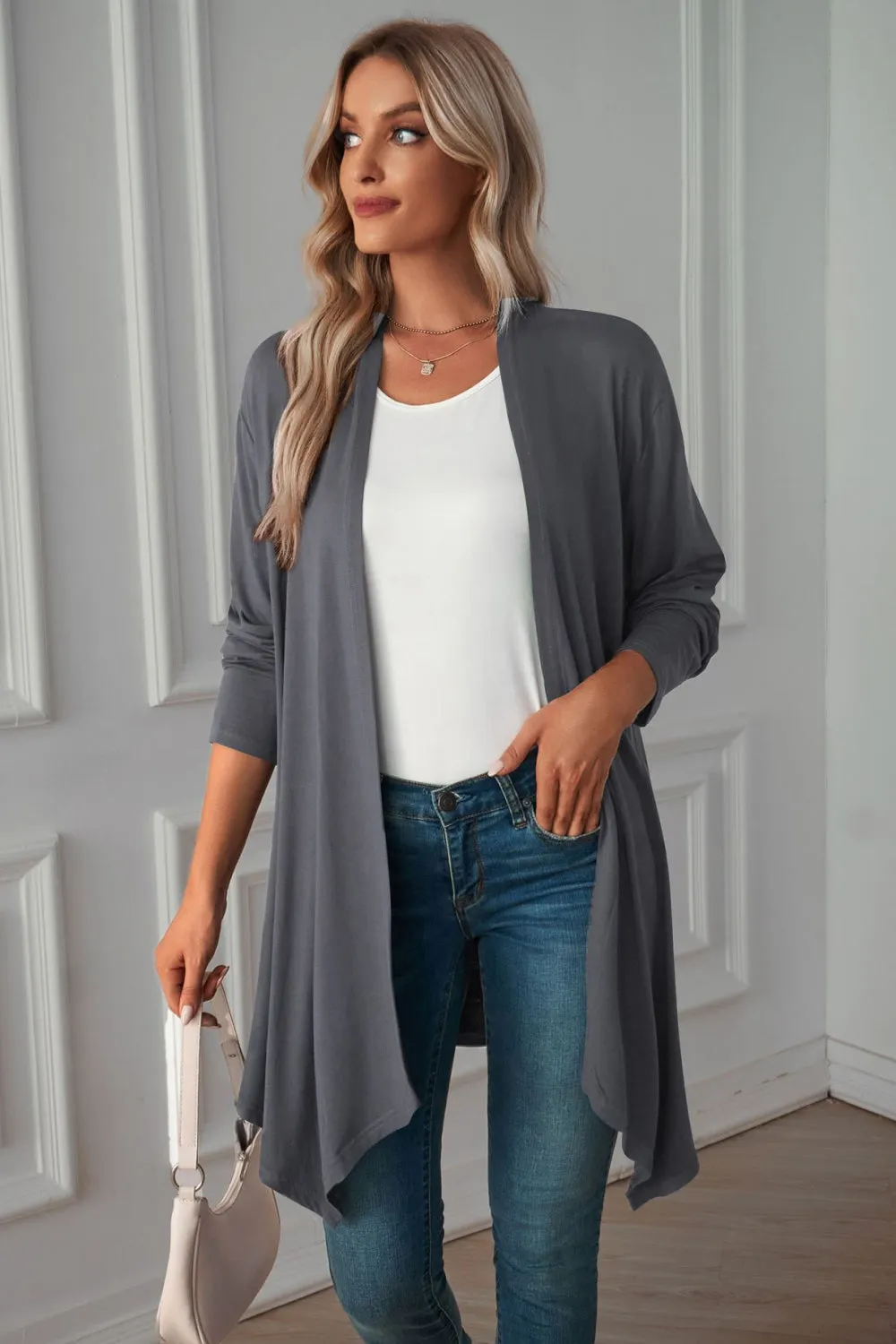 Maxct &Open Front Long Sleeve Cardigan