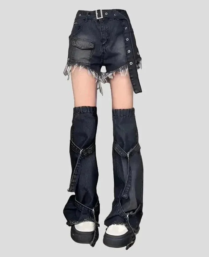Midnight Black Jeans High Waist Shorts Maxct