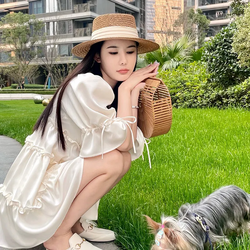 Internet Celebrity Ins Travel Wide Brim Flat Top Japanese Style Straw Hat