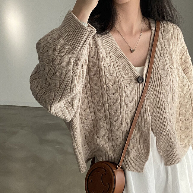 Maxct Cable Knit Oversized Button Cardigan