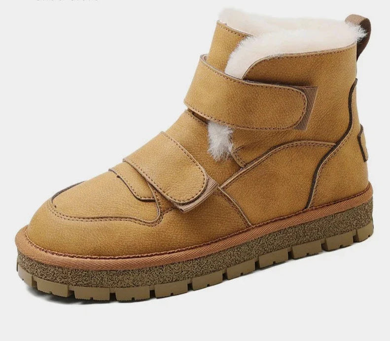 Leather Winter Snow Boots with Wool for Women Maxct