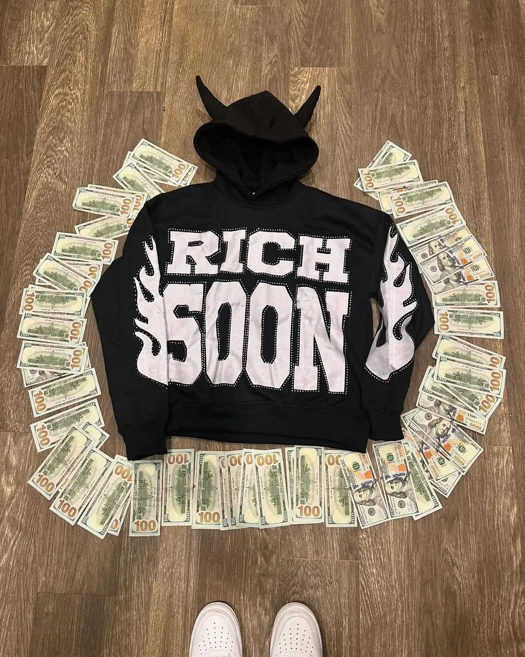 Maxct Y2k Pullover Hoodie Winter Sweatshirt Long Sleeved Tops Vintage Hip-Hop Streetwear Cartoon Printed Clothes School Outfit Ootd