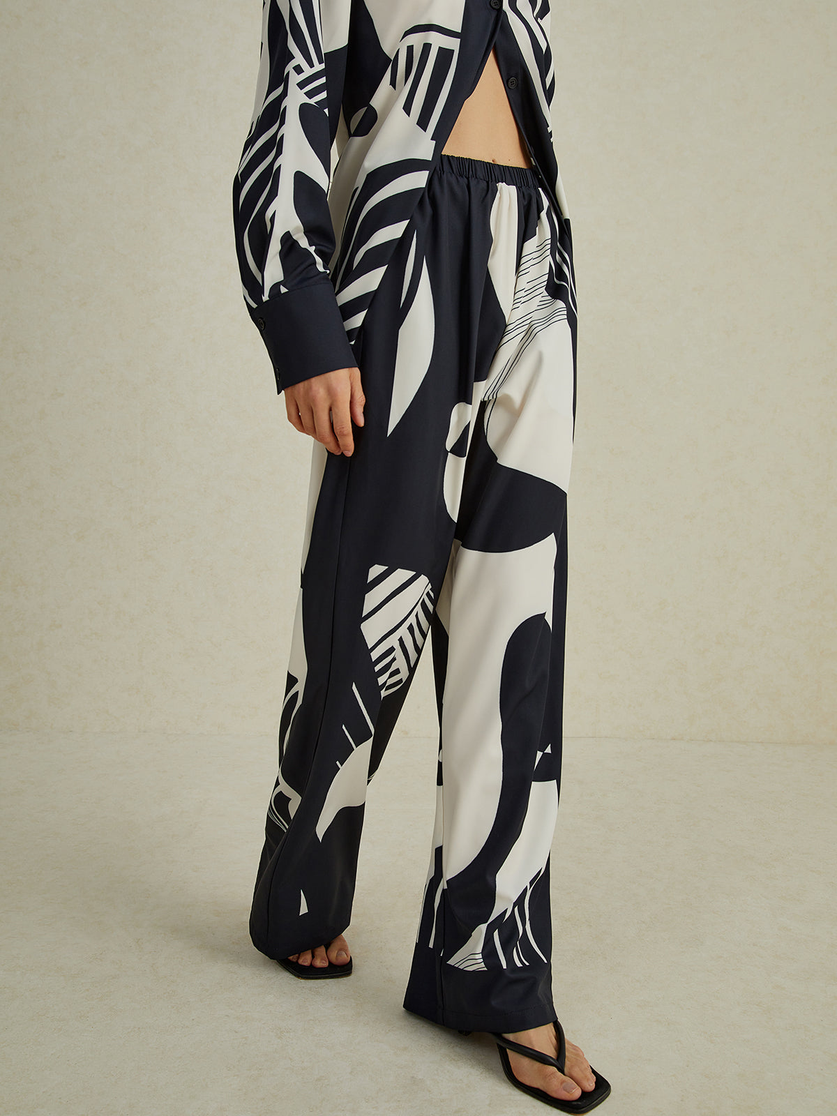 Maxct Irregular Print Wide Leg Pants Set