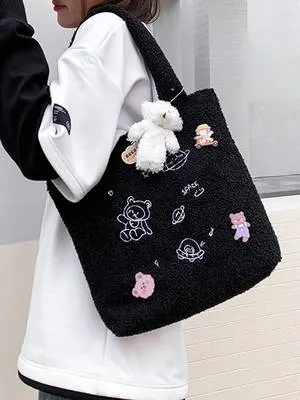 Cartoon Graphic Top Handle Tote Bag - Women Tote Bags