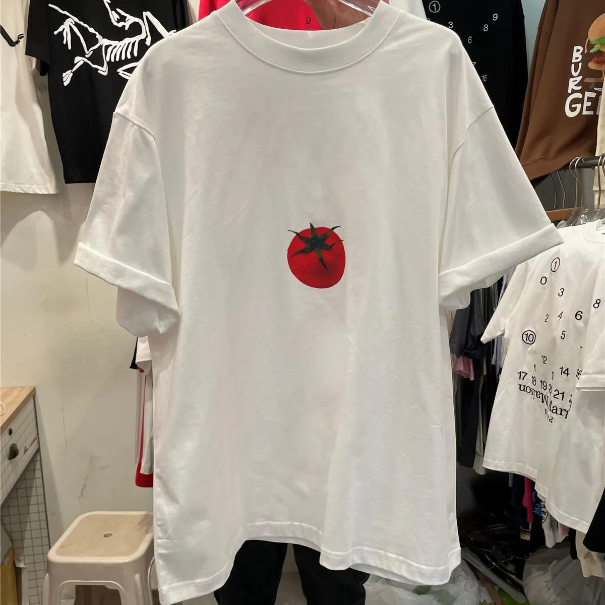 Maxct Summer Y2k Aesthetic Loose Tees Kawaii Cute Tomato Print T-shirts Short Sleeve O Neck Fashion All Match Tops Women