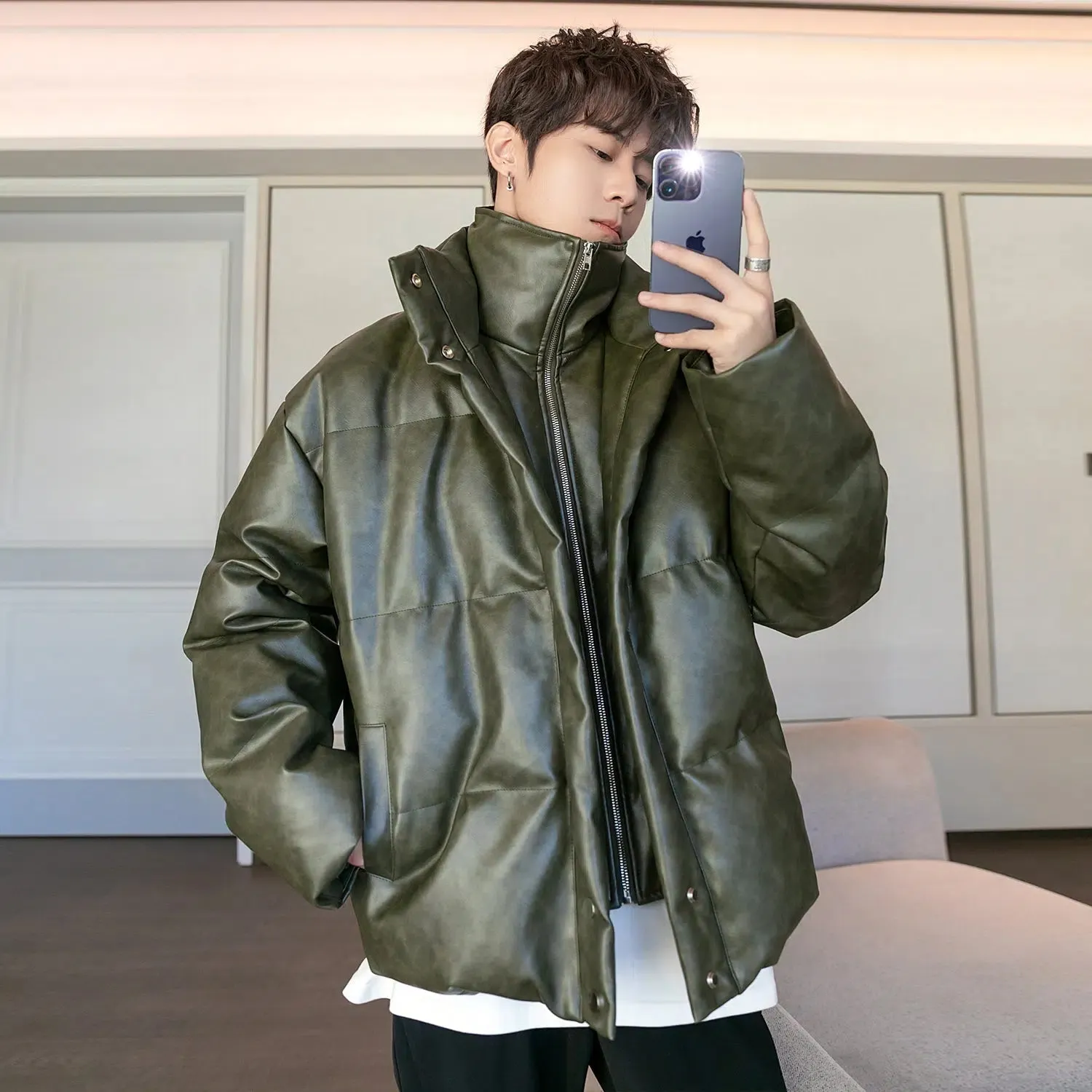 Maxct Two Piece PU Leather Down Jacket