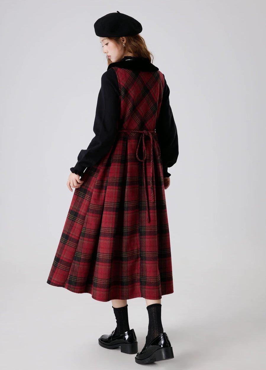 Merry Plaid Sleeveless Midi Dress Maxct