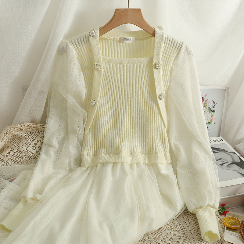 Lace Knit Sweater Dress Maxct