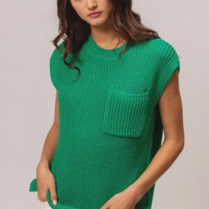 Maxct &BiBi Patch Pocket Cap Sleeve Sweater Top