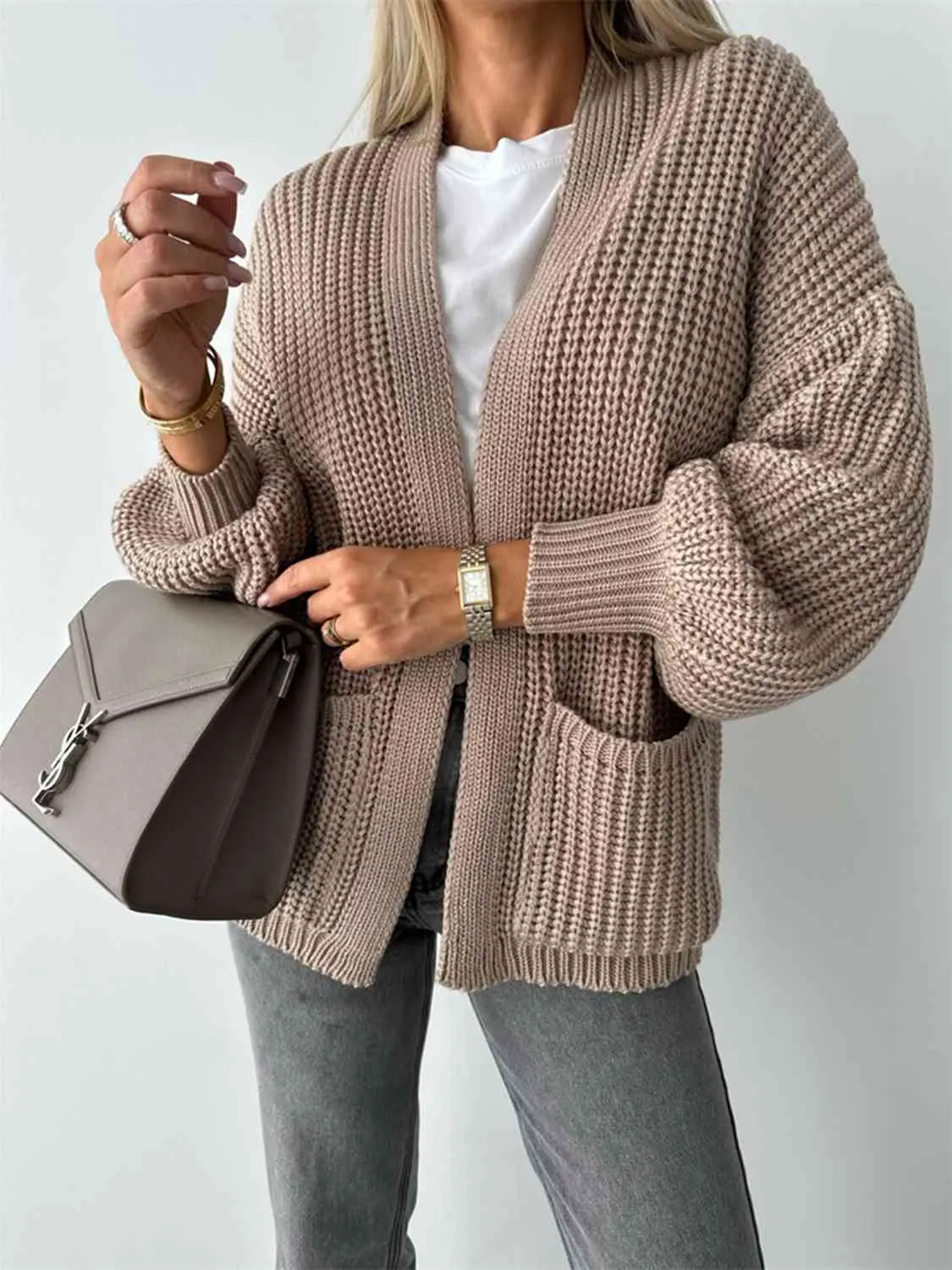 Maxct &Open Front Dropped Shoulder Cardigan