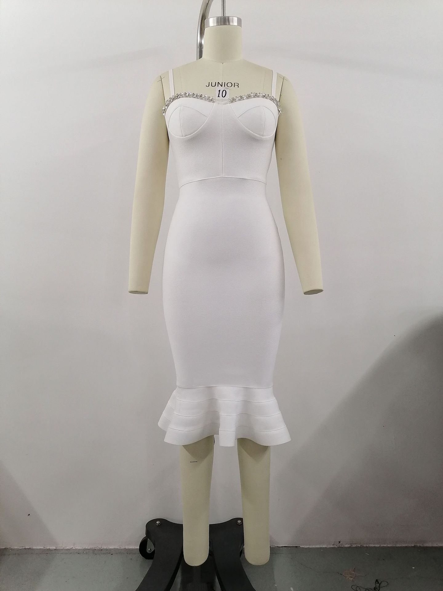 Maxct Women's Christmas Dress Autumn Women's Design Sense Diamond Bandage Dress Elegant Fishtail Dress