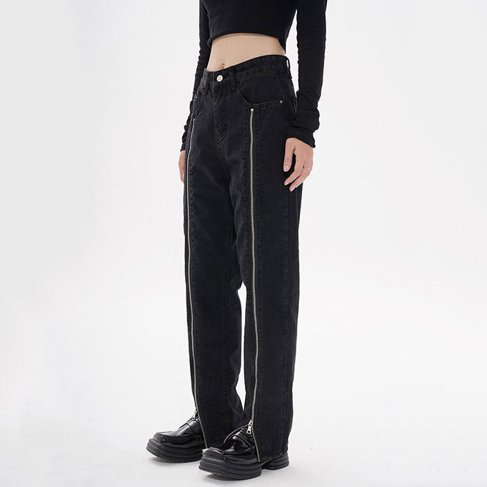 Zip Up Leg Grunge Jeans Maxct