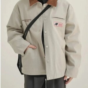 Maxct Washed Contrast Color Lapel Jacket