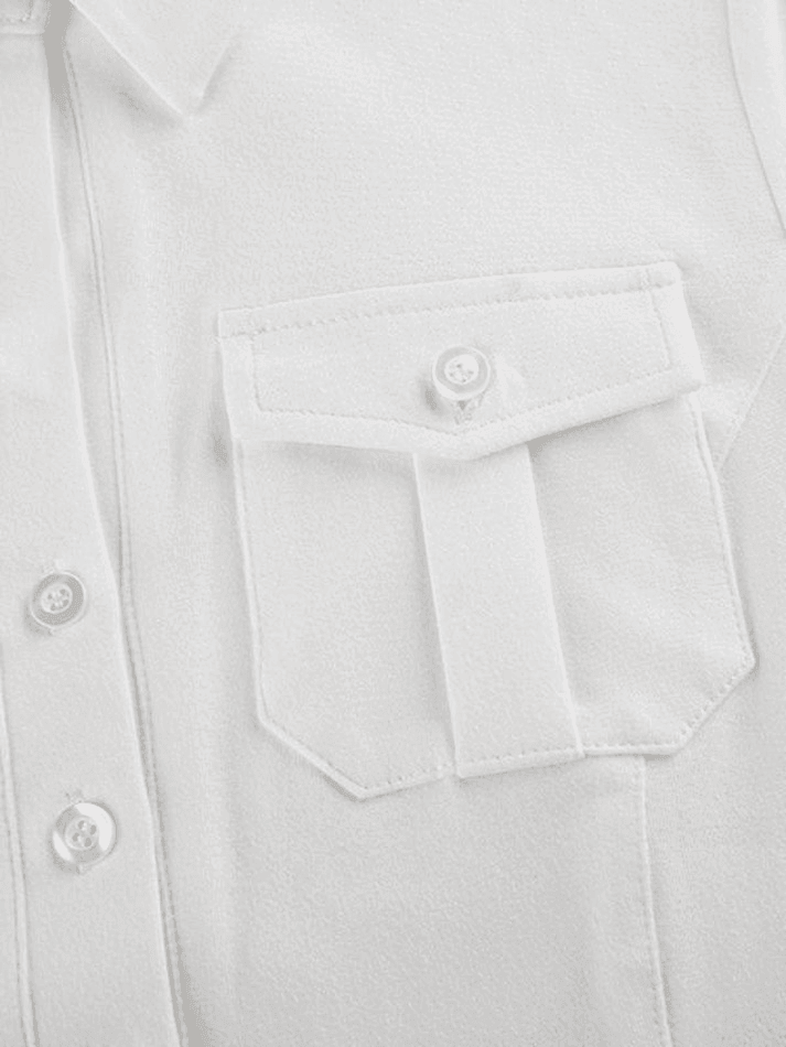 Maxct Pocket Button Down Cropped Blouse