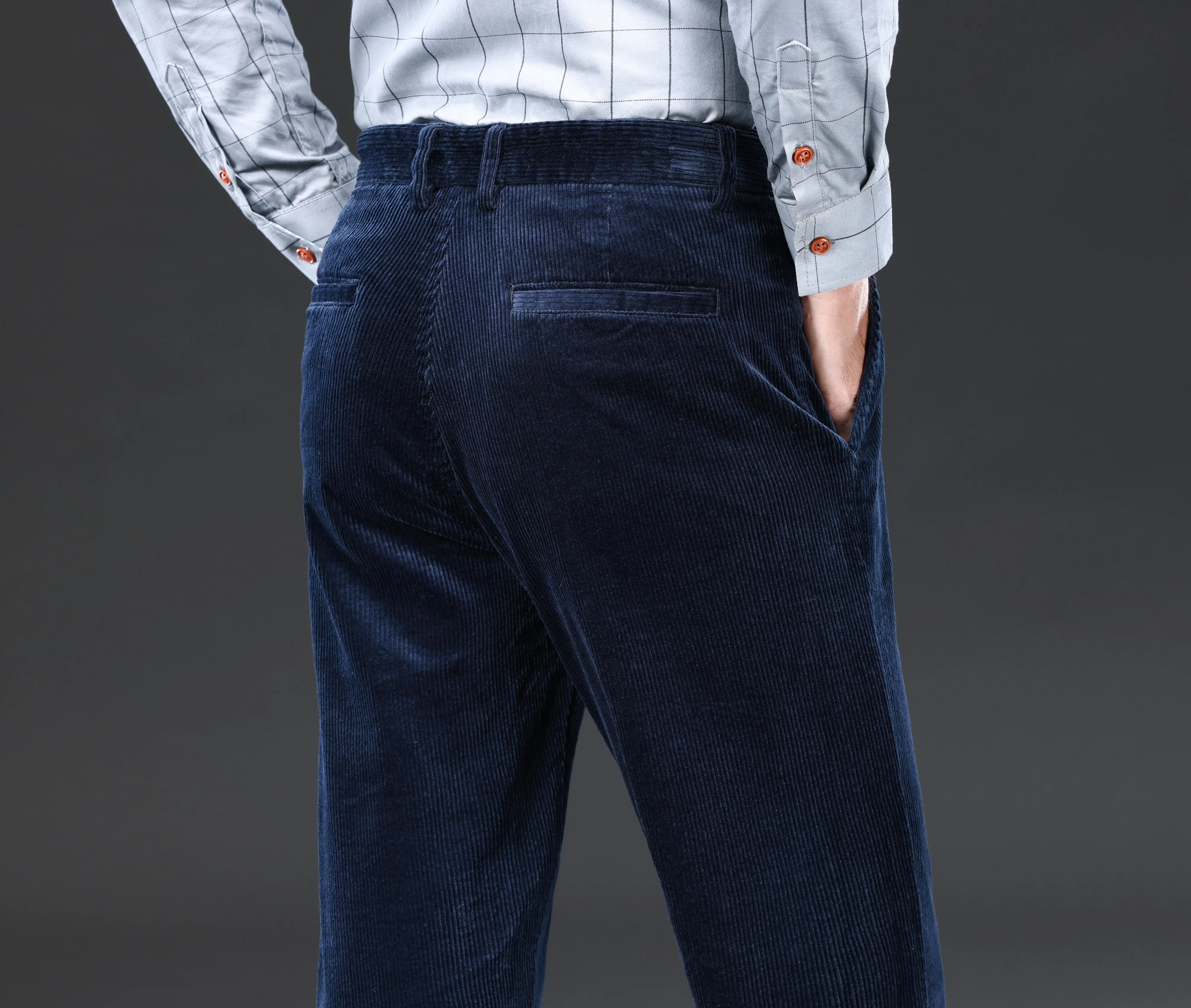 Men's Corduroy Pants For Business, Formal Stretch Straight Leg Pants For Fall Winter