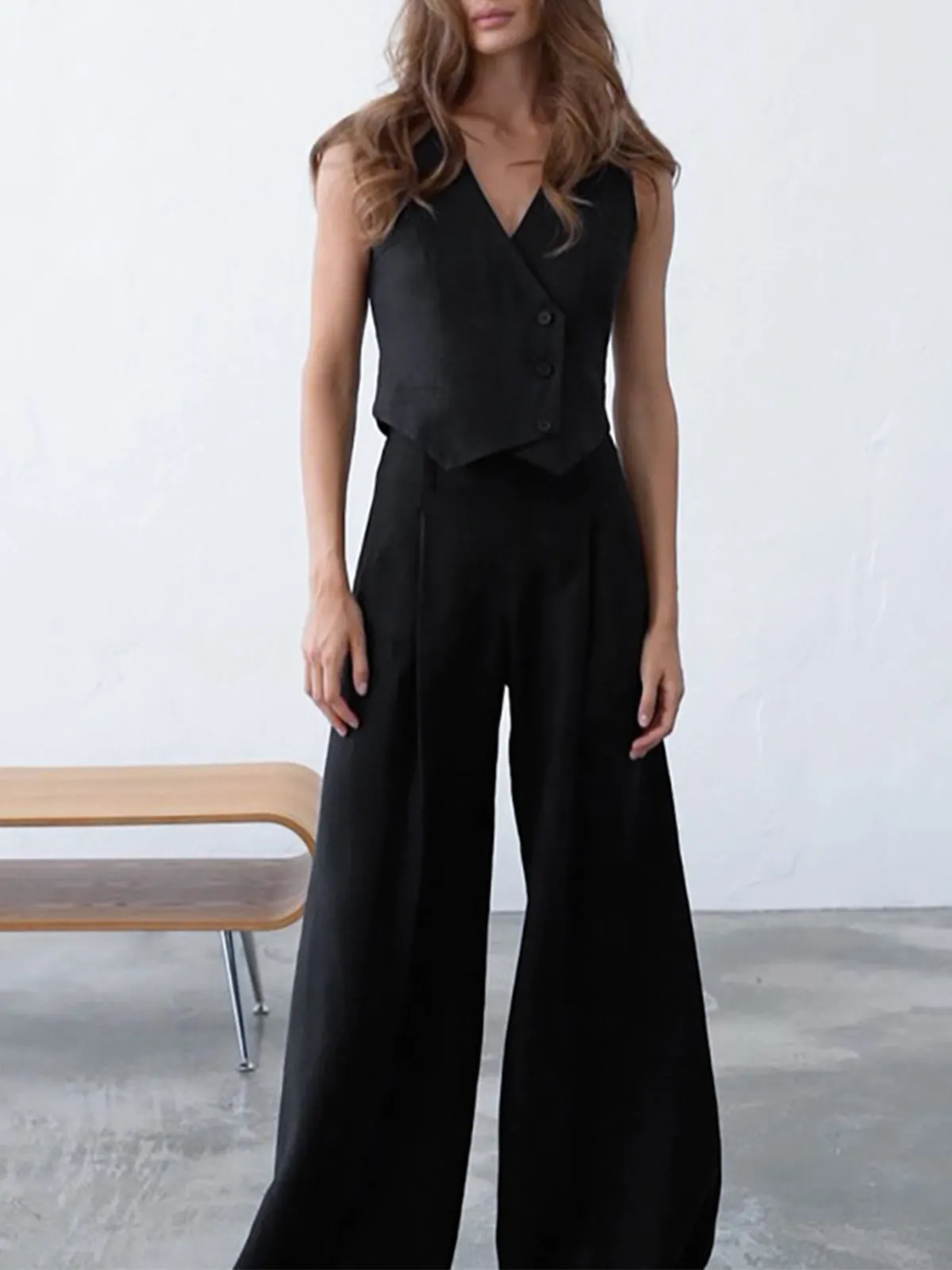 Maxct Minimalist Linen Two Piece Pants Set