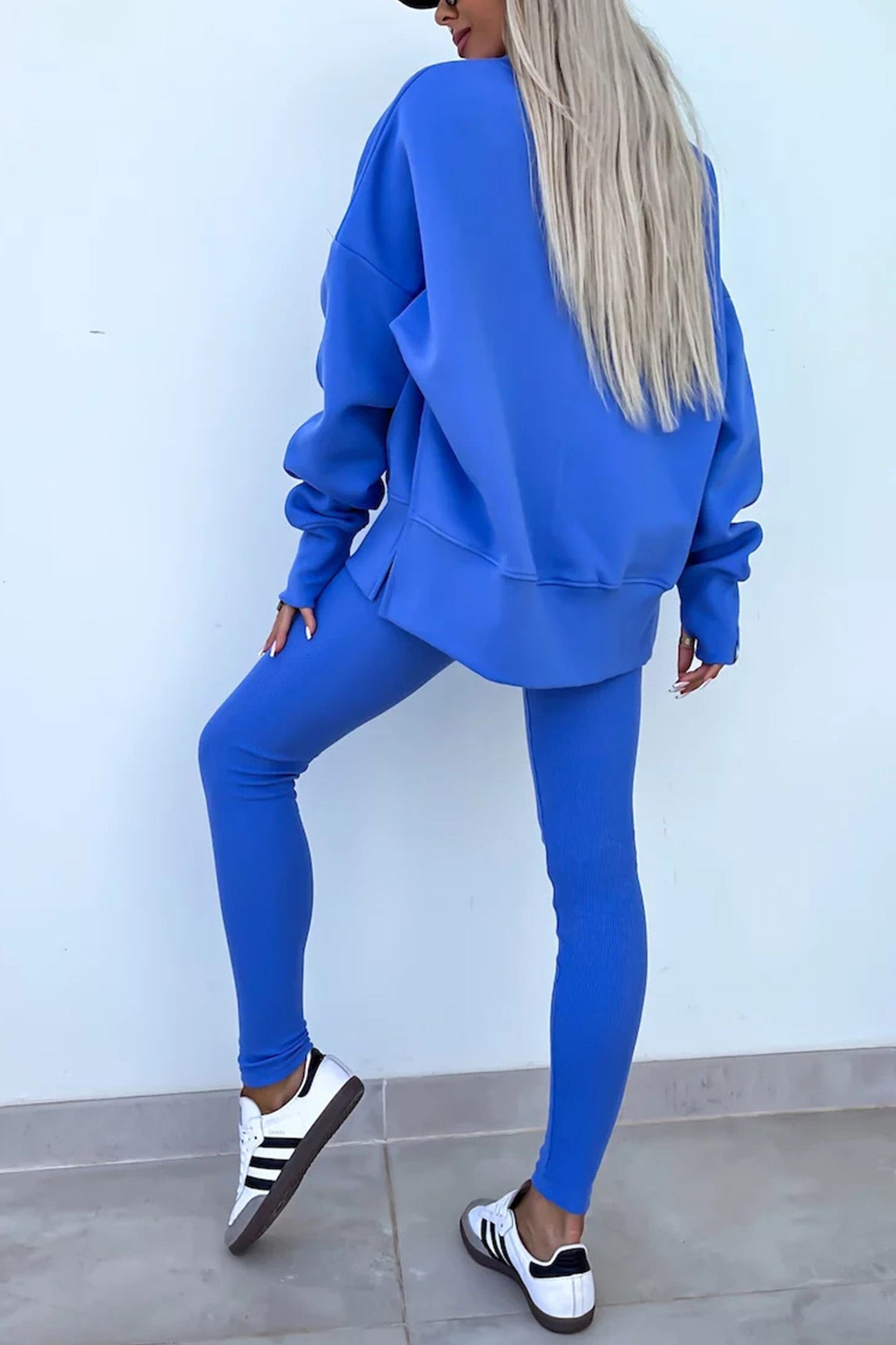 Maxct Crew Neck Slit Sweatshirt Legging Suits