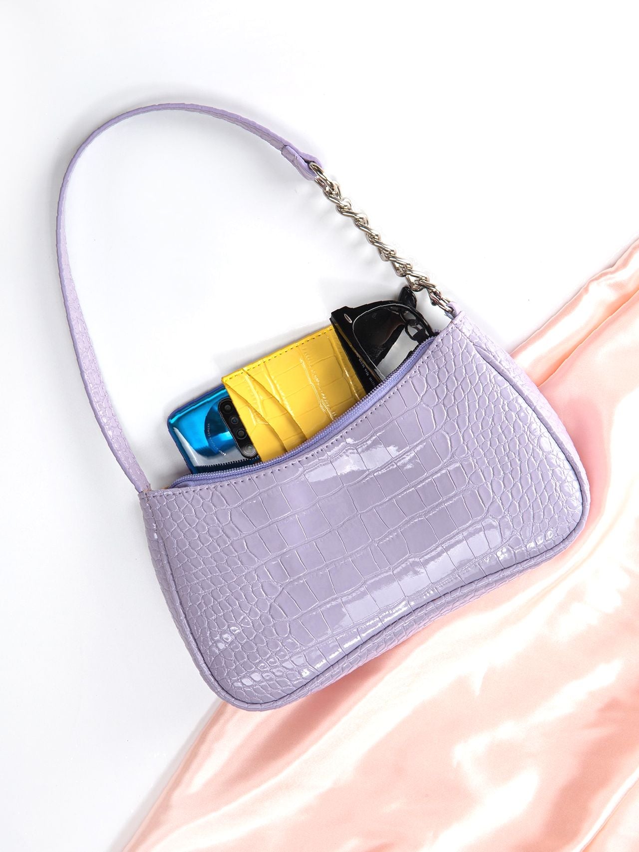 Bag For Love - Croc Embossed Baguette Bag  - Women Maxct Bags