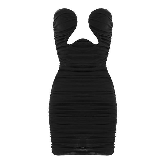 The Vogue Cut-Out Bustier Draped Mini Dress Maxct