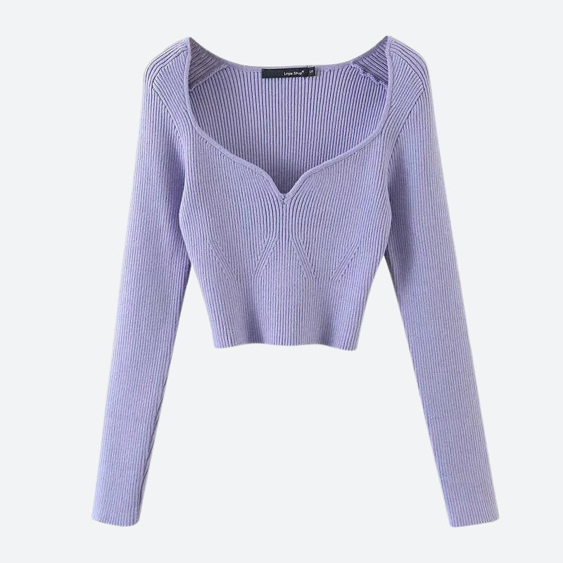 Maxct &Sweetheart Neckline Corduroy Crop Top