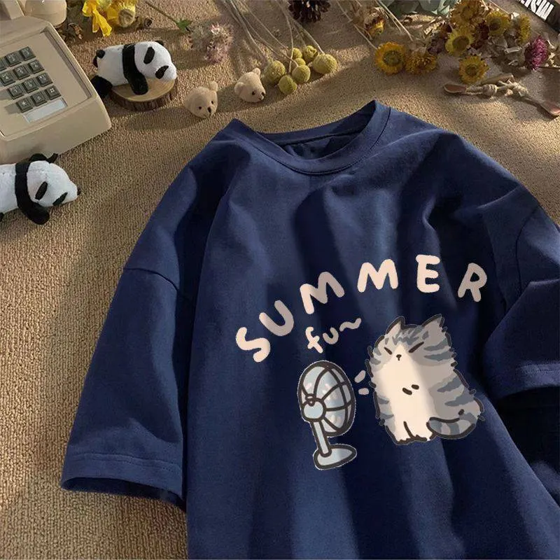 Maxct Aesthetic Kitten Print Oversized T-shirt