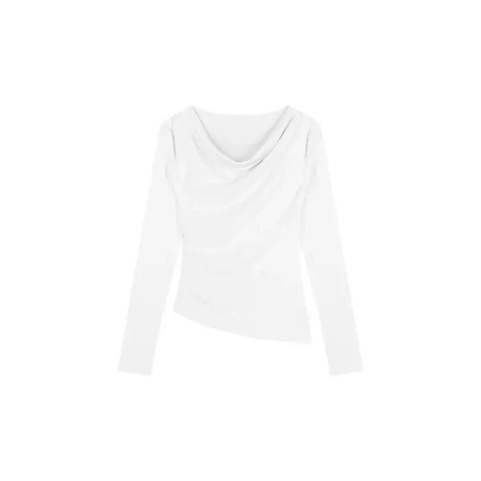 Maxct Black Solid Slash Neck Elegant Long Sleeve Tops Fashion Slim Sexy Cropped T Shirt Skinny Women Y2k Clothing Autumn Casual Shirts