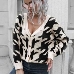 Maxct &Houndstooth Button Down Cardigan