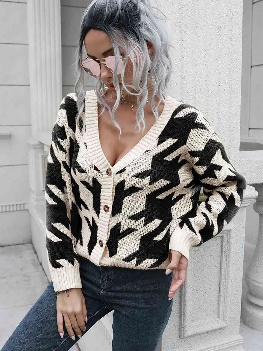 Maxct &Houndstooth Button Down Cardigan
