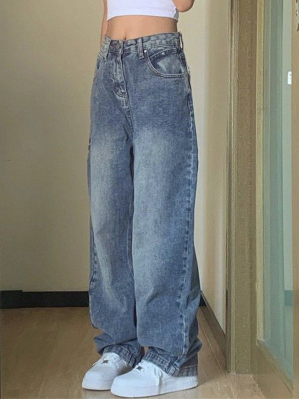 Pocket Design Blue Wash Boyfriend Jeans Maxct