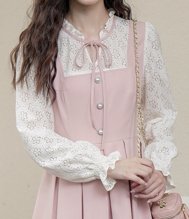 Floral Lace Twofer Midi Dress Maxct