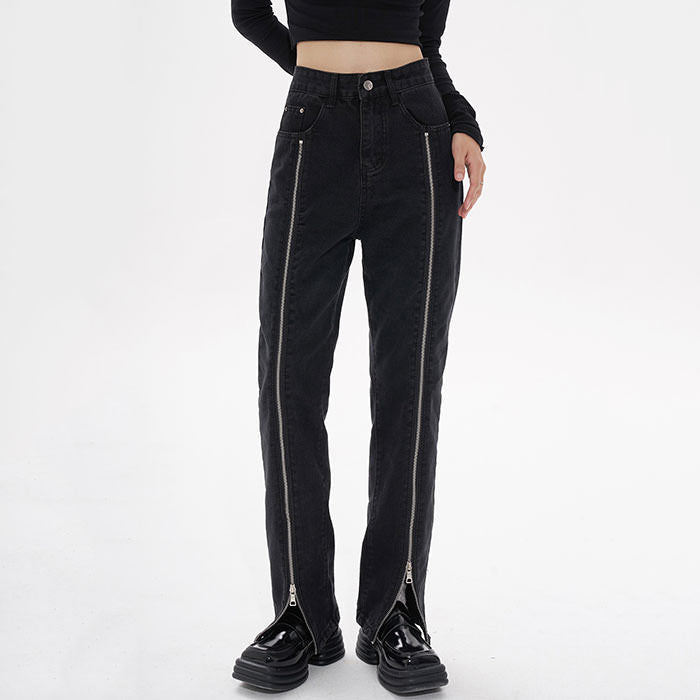 Zip Up Leg Grunge Jeans Maxct