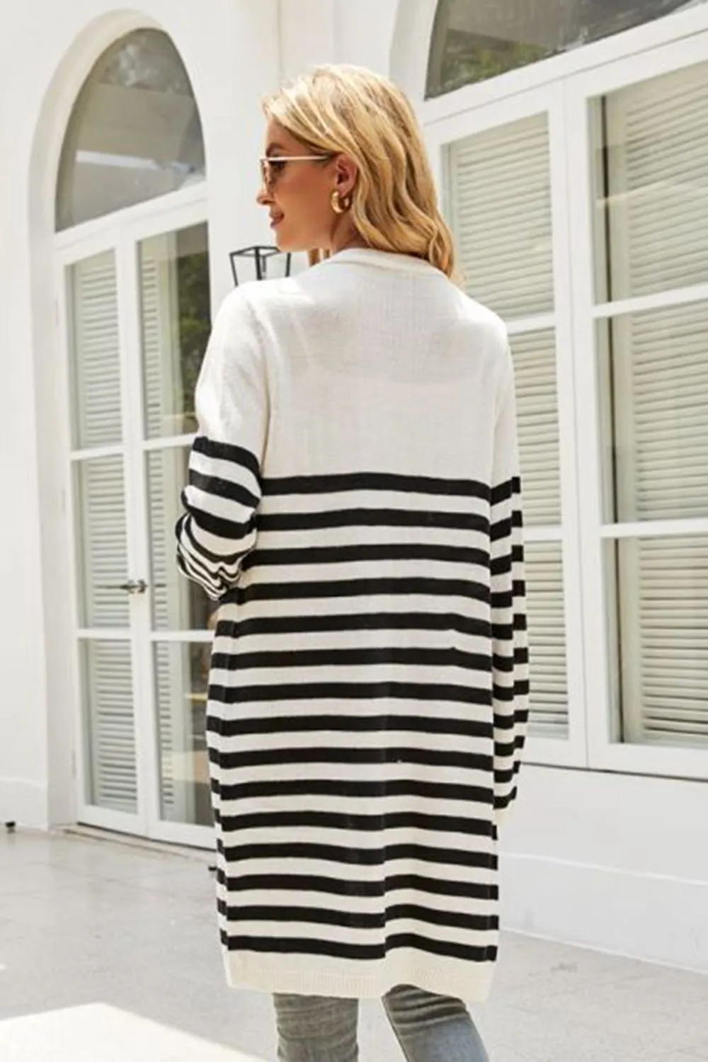 Maxct &Striped Open Front Longline Cardigan