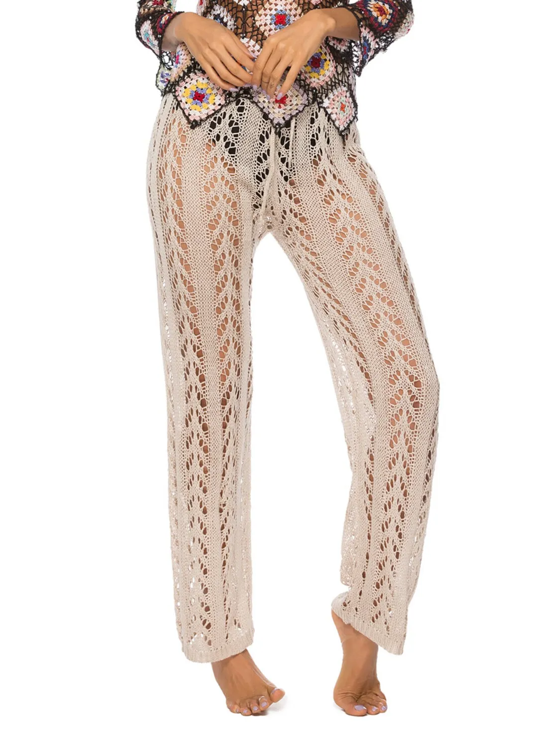 Maxct &Cutout Drawstring High Waist Swim Pants
