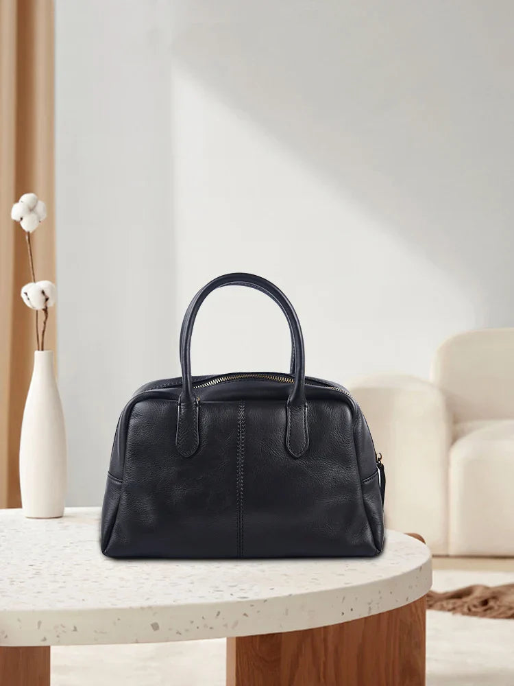 Maxct Women's Shoulder Bag Fashion First Layer Leather Bowling Bag Luxury Messenger Bag