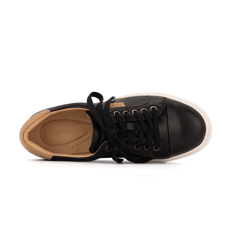Women's Low Top Fashion Lace Up Flat Sneakers Heel Inlaid Sponge Maxct