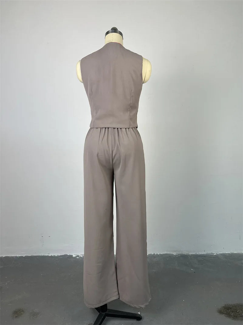 Maxct-Sleeveless Vest Top Long Pants Two-Piece Set