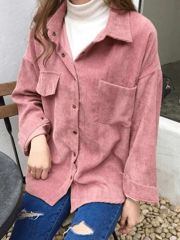 Maxct Corduroy Long Sleeve Button Blouse