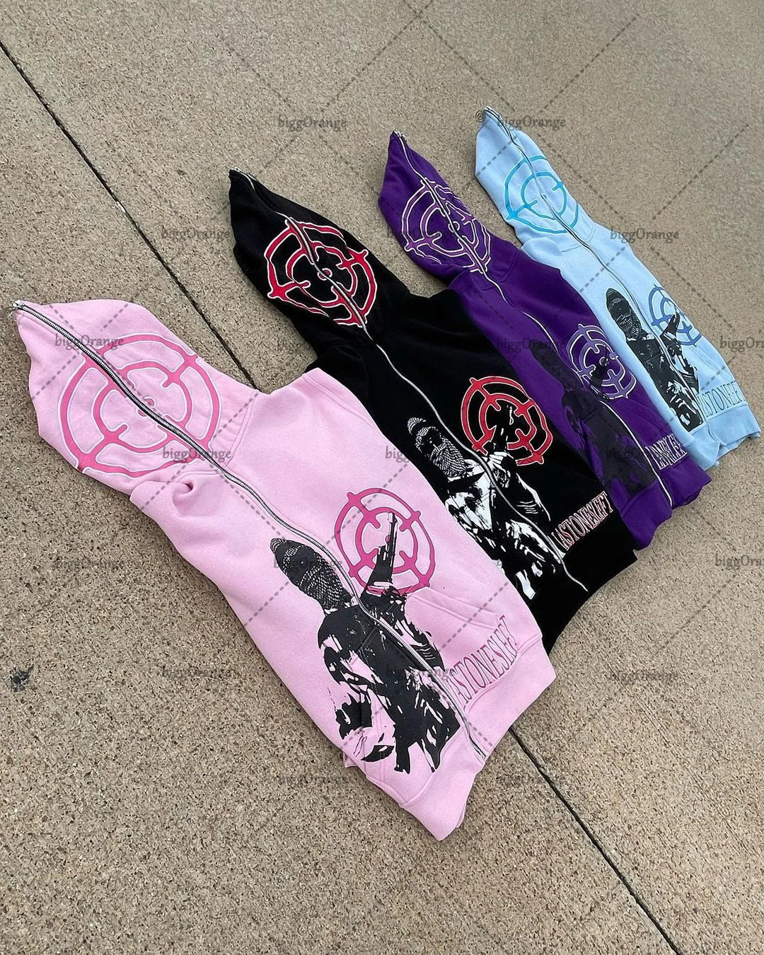 Maxct 90s Streetwear American street fashion jacket target character print oversized sweatshirt women Y2K retro Harajuku casual zipper hoodie men
