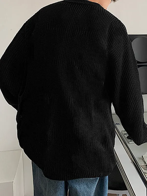 Maxct - Mens Solid Cutout Long Sleeve Sweater