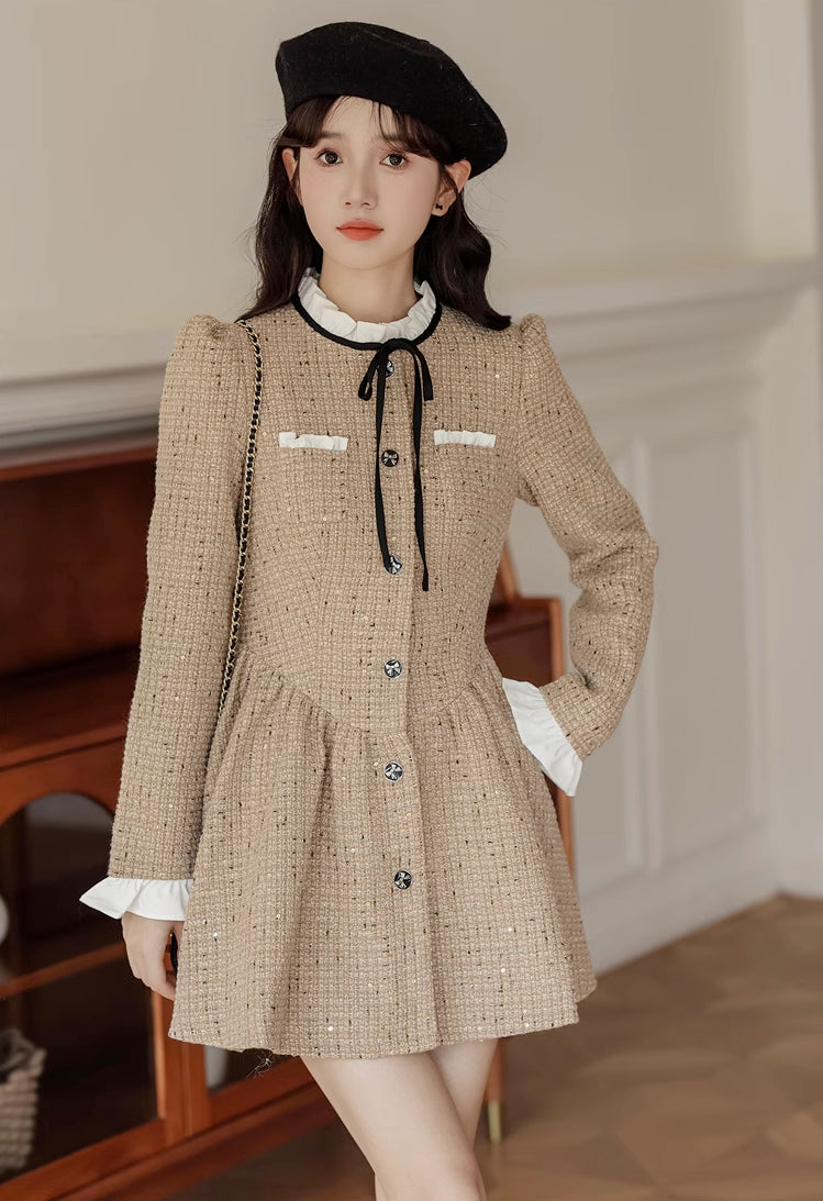 Latte Tweed Mini Dress Maxct