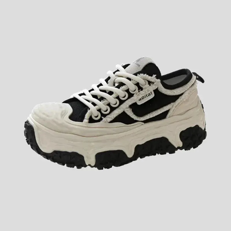 Women's Canvas Platform Sneakers - Designer Breathable Casual Footwear Maxct