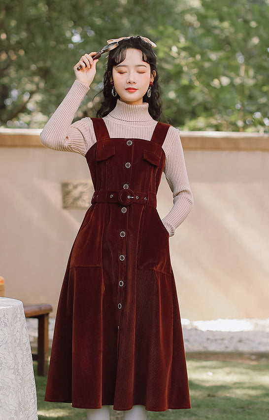 Corduroy Button Up Midi Dress Maxct