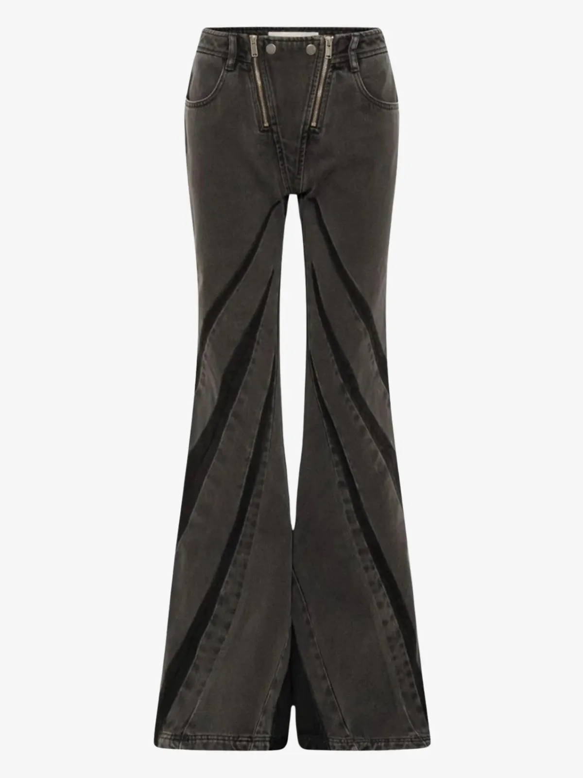 Maxct &Black Denim Tube Top & Patch Jeans Two Piece Set