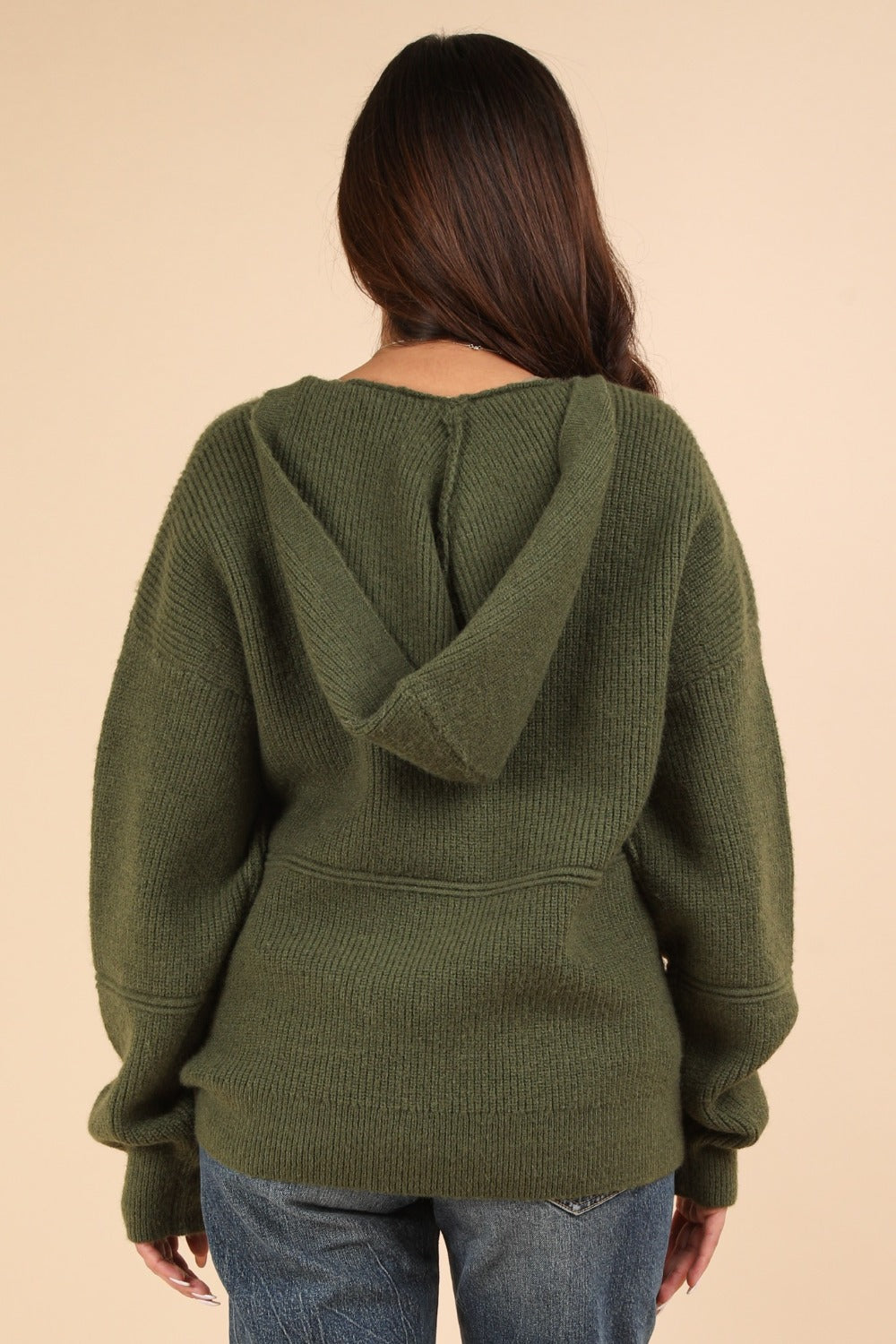 Maxct &VERY J Seam Detail Drop Shoulder Hooded Sweater